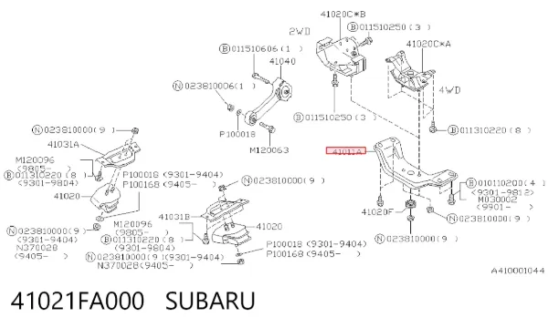 Soporte de la caja de cambios 41021FA000 Subaru