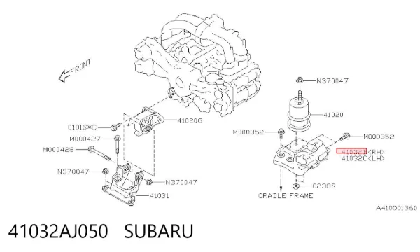 Soporte derecho del motor 41032AJ050 Subaru
