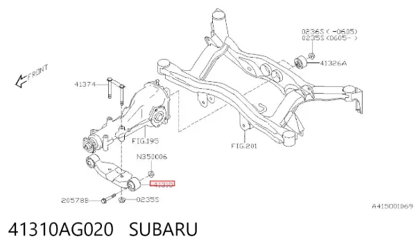 Soporte delantero del diferencial trasero 41310AG020 Subaru