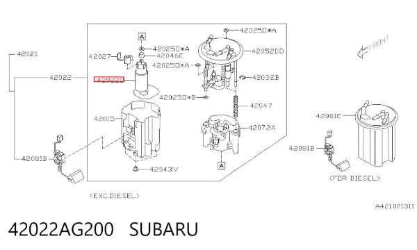 Elemento de turbina de la bomba de combustible 42022AG200 Subaru