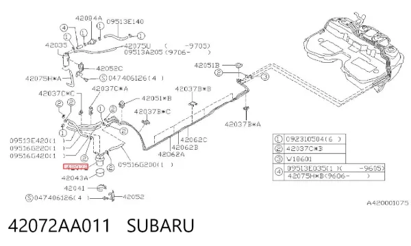 Filtro de combustible 42072AA011 Subaru
