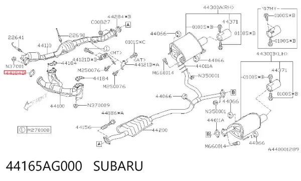 Junta de escape 44165AG000 Subaru