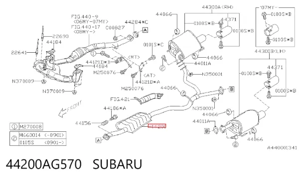Silenciador central 44200AG570 Subaru
