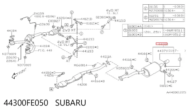 Silenciador trasero 44300FE050 Subaru
