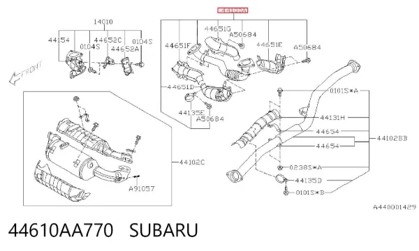 Colector de escape izquierdo 44610AA770 Subaru