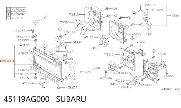 Radiador 45119AG000 Subaru