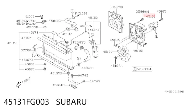 Motor ventilador del radiador 45131FG003 Subaru