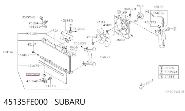 Soporte inferior de fijación del radiador 45135FE000 Subaru
