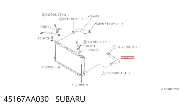 Manguera inferior del radiador 45167AA030 Subaru