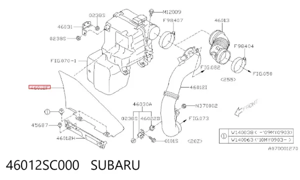 Entrada del filtro de aire 46012SC000 Subaru