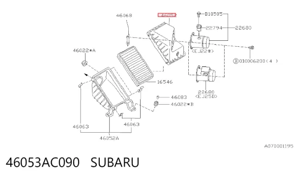 Carcasa del filtro de aire, parte superior 46053AC090 Subaru
