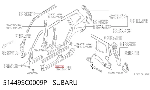 Umbral de puerta, derecha Subaru Forester III