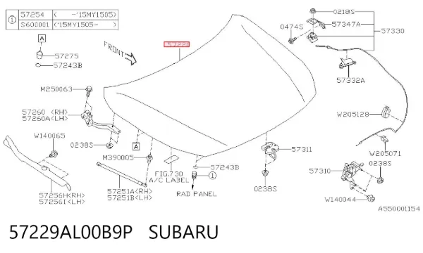 Capó 57229AL00B9P Subaru