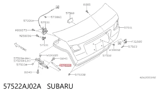 Amortiguador de capó 57522AJ02A Subaru