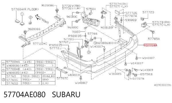Parachoques trasero Subaru Outback II
