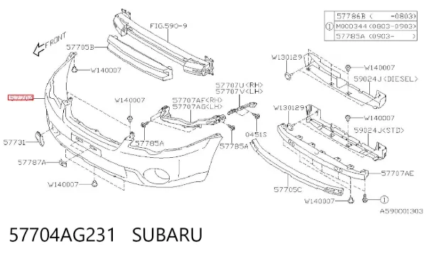 Paragolpes 57704AG231 Subaru