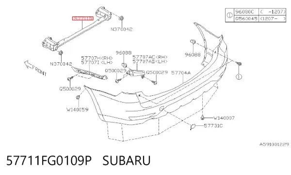Refuerzo parachoques trasero 57711FG0109P Subaru