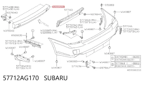 Refuerzo parachoques trasero Subaru Legacy IV