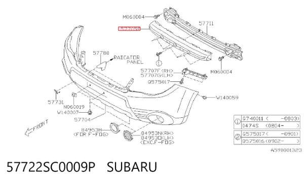 Absorbedor del parachoques delantero 57722SC0009P Subaru