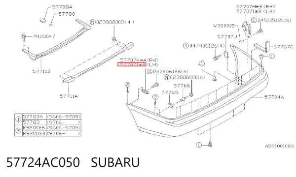 Soporte de parachoques trasero izquierdo 57724AC050 Subaru