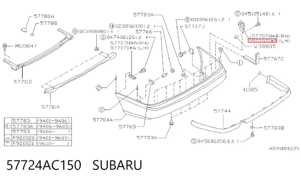 Soporte de parachoques trasero izquierdo 57724AC150 Subaru