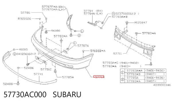 Paragolpes Subaru Legacy II