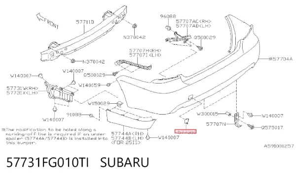 Tapa de gancho de remolque trasero del parachoques 57731FG010TI Subaru