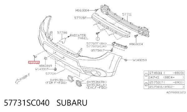 Tapa del enganche de remolcado delantera Subaru Forester III
