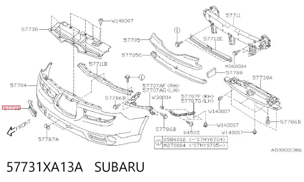 Tapa del enganche de remolcado delantera 57731XA13A Subaru