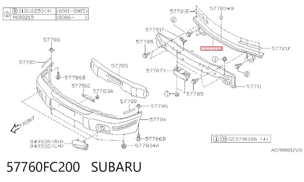 Soporte de radiador Subaru Forester I