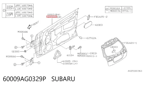 Puerta delantera izquierda 60009AG0329P Subaru