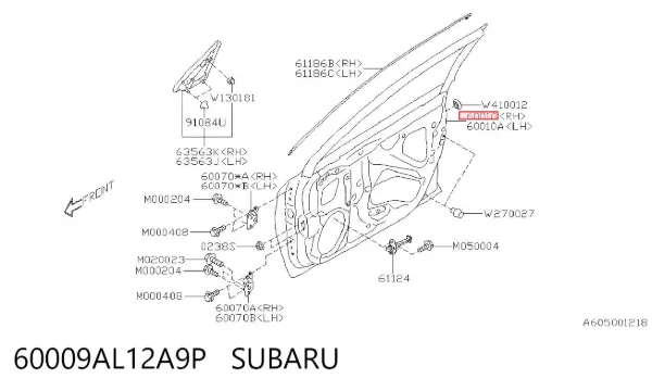 Puerta delantera derecha 60009AL12A9P Subaru