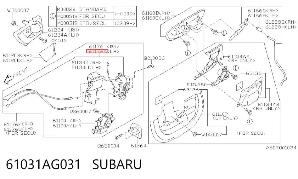 Cerradura 61031AG031 Subaru