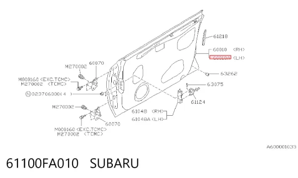 Puerta delantera izquierda Subaru Impreza I