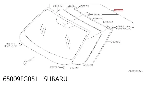 Parabrisas 65009FG051 Subaru