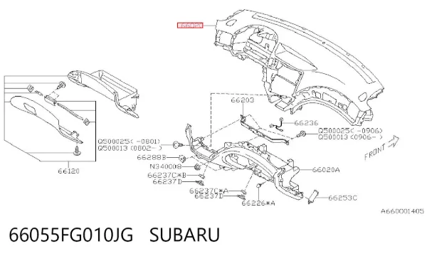 Parte superior del panel de instrumentos 66055FG010JG Subaru