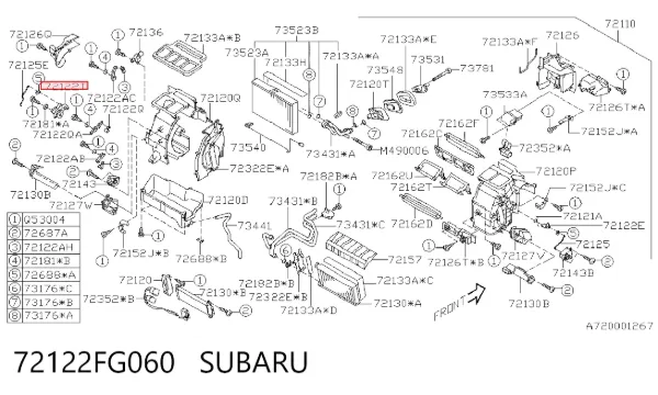 Actuador de compuerta de la calefacción 72122FG060 Subaru