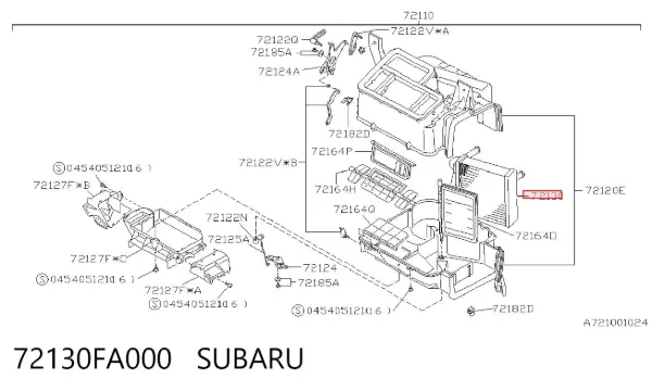 Radiador calefacción 72130FA000 Subaru