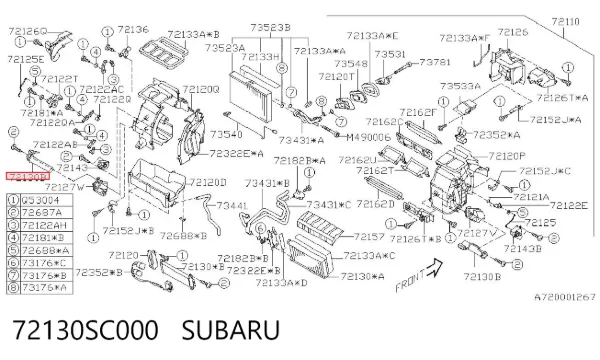 Calentador eléctrico de aire para el sistema de calefacción del habitáculo 72130SC000 Subaru