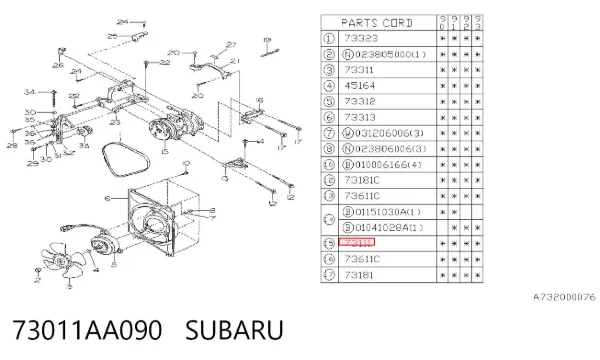 Compresor de aire acondicionado 73011AA090 Subaru