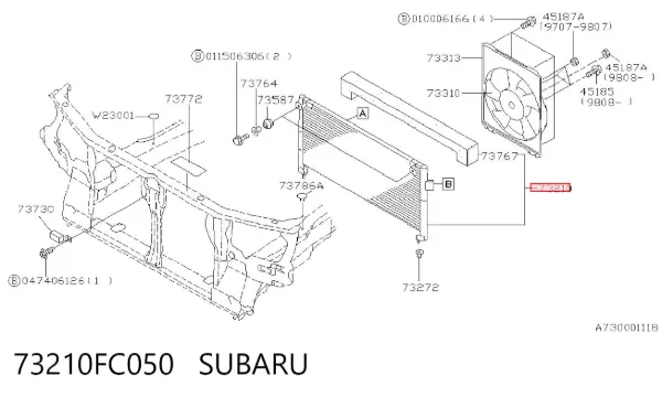 Condensador aire acondicionado 73210FC050 Subaru