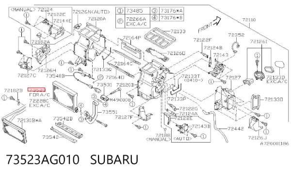 Evaporador de aire acondicionado 73523AG010 Subaru