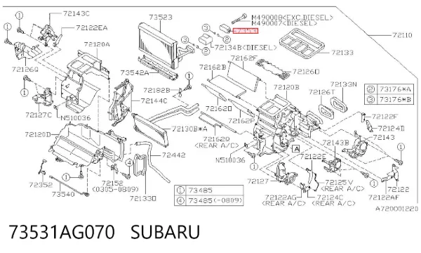 Válvula TRV del aire acondicionado 73531AG070 Subaru