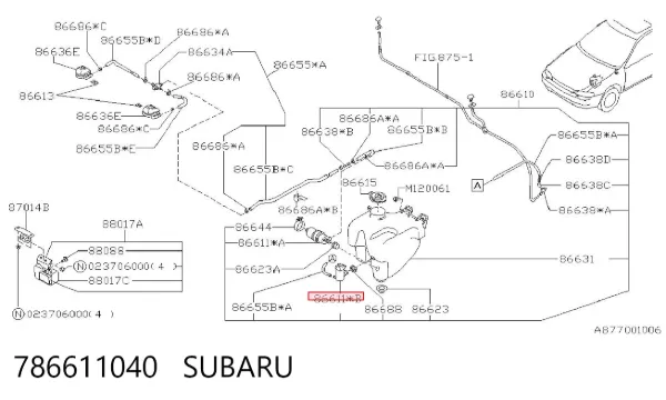 Motor limpiaparabrisas, trasera 786611040 Subaru
