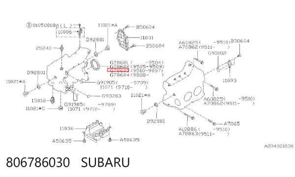 Retén de cigüeñal 806786030 Subaru