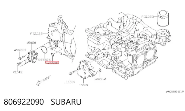 Junta de tapa frontal del motor, retén de la bomba de inyección 806922090 Subaru