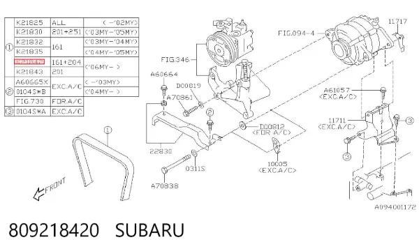 Correa de alternador 809218420 Subaru