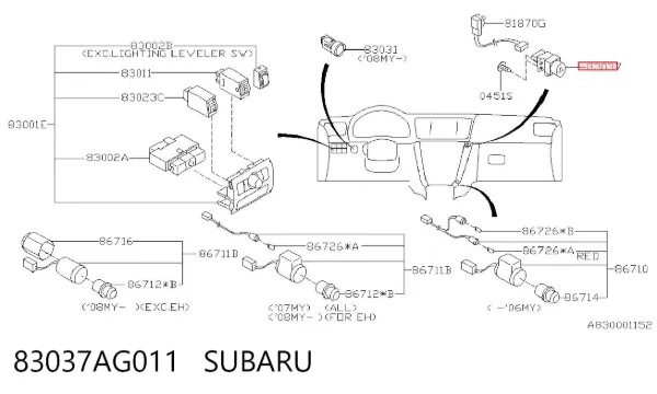 Boton de luz de emergencía 83037AG011 Subaru