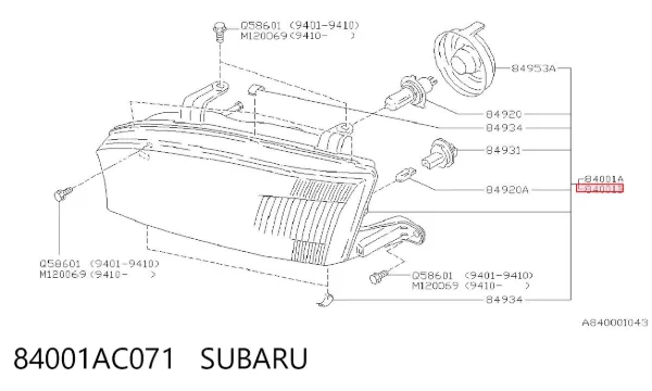 Faro izquierdo 84001AC071 Subaru