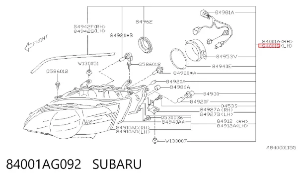Faro izquierdo 84001AG092 Subaru